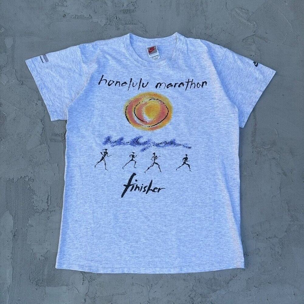 Vintage Single Stitch Nike 1993 Honolulu Marathon Finisher Hawaii Sun T Shirt